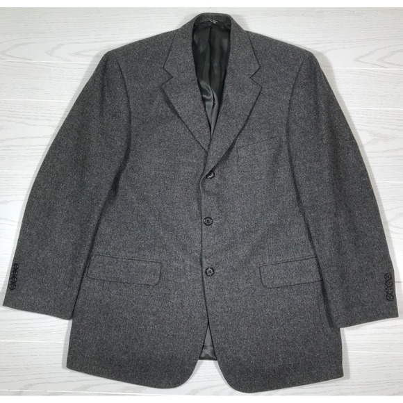 bill blass Other - Vintage Bill Blass Tweed Wool Blazer 40R Solid Gray Sport Coat Jacket 3 Button